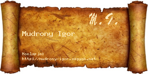 Mudrony Igor névjegykártya
